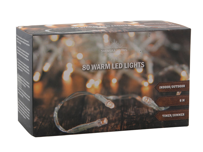 Svenska Living - Kerstverlichting - Snoer Warm LED Transparant-