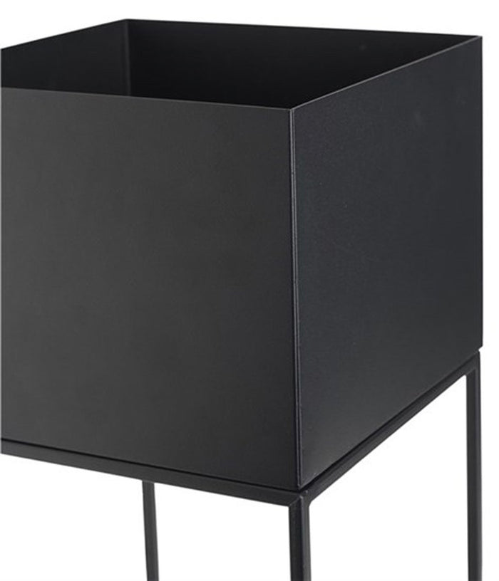 Lisomme Xam staande metalen plantenbak zwart - 28 x 55 cm