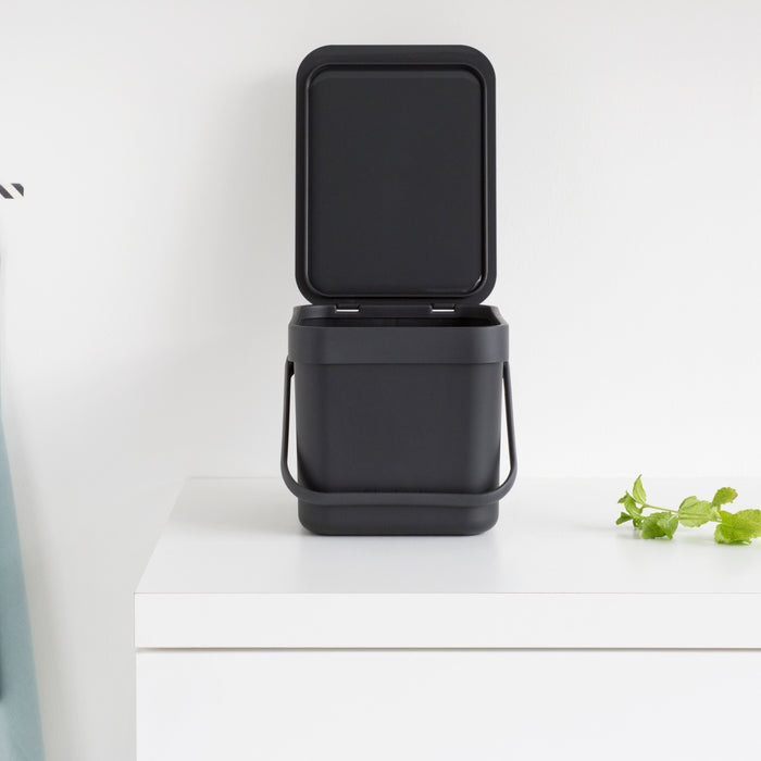 Brabantia Sort & Go Afvalemmer 6 L - Donkergrijs