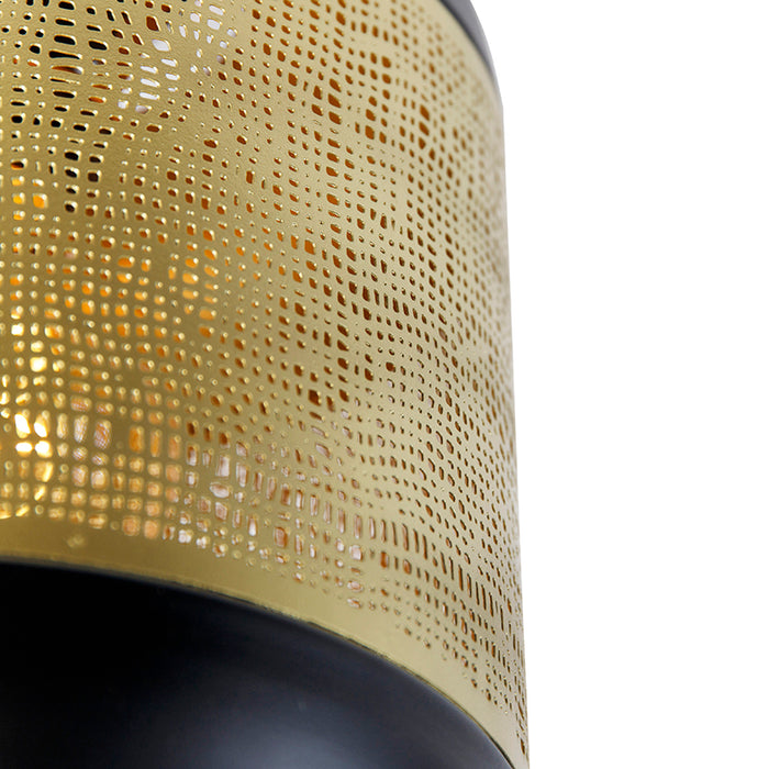 QAZQA Vintage plafondlamp zwart met messing - Kayleigh