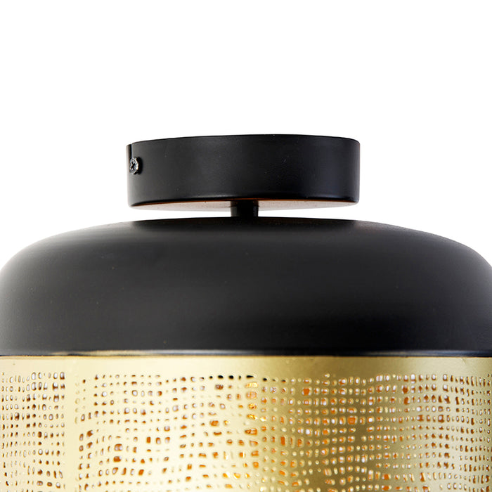QAZQA Vintage plafondlamp zwart met messing - Kayleigh
