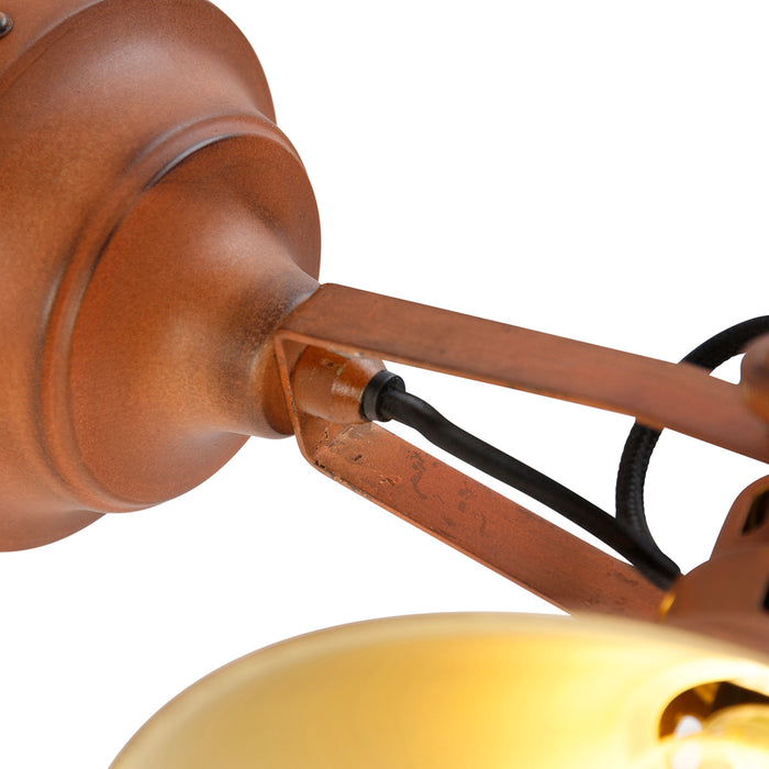 QAZQA Industriële wandlamp roest met goud - Rust
