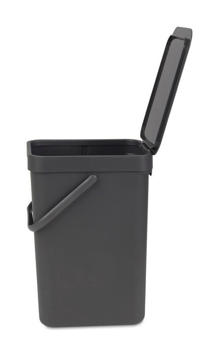 Brabantia Sort & Go Afvalemmer / Opberger 12 L - Donkergrijs