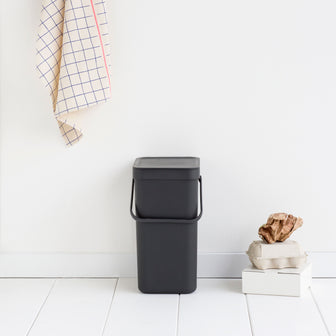 Brabantia Sort & Go Afvalemmer / Opberger 12 L - Donkergrijs