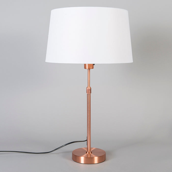QAZQA Tafellamp koper met kap wit 35 cm verstelbaar - Parte