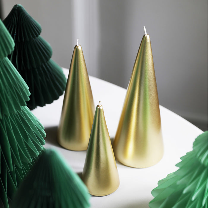 &k amsterdam Cone Gold Kaars - Medium