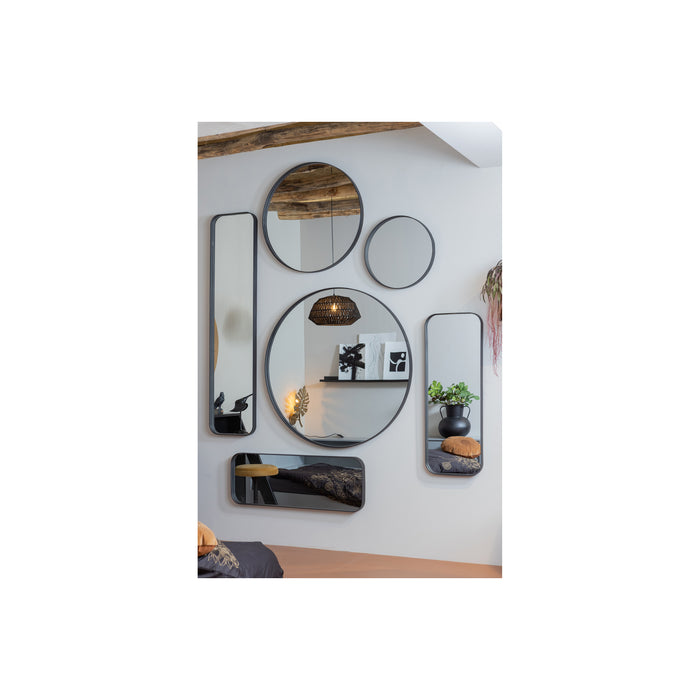 WOOOD Doutzen Spiegel 50 cm - Metaal - Zwart - Set van 2
