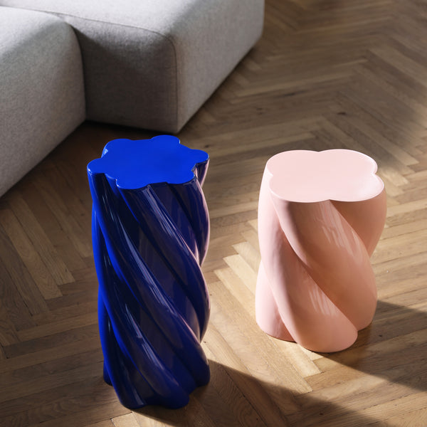 &k amsterdam Pillar Marshmallow Bijzettafel H 55 cm - Blauw