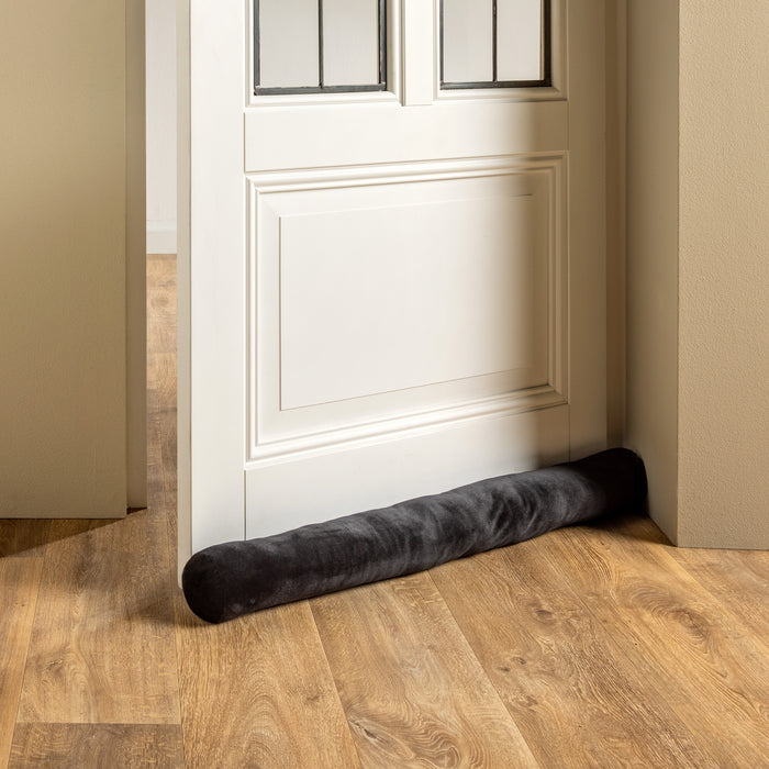 Dutch Decor Tochtstopper 90x10 cm - FINN - velvet tochtrol - zwart