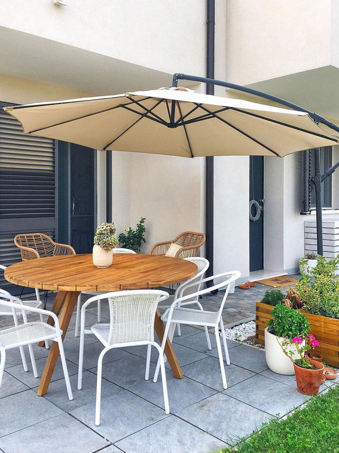 Beliani - RAVENNA - Zweefparasol - Lichtbeige - Polyester