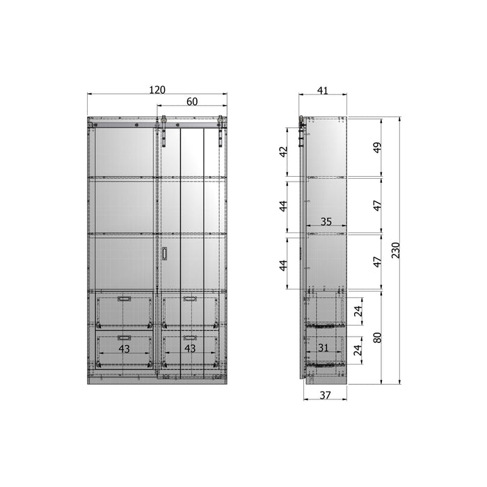 vtwonen Slide Barn Opbergkast - Grijs