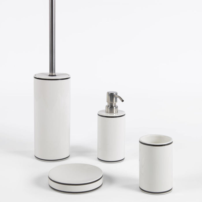 Kave Home - Toiletborstel Arminda van witte keramiek met zwart detail