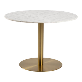 by fonQ Marble Eettafel Marmer - Ø 105 cm - Wit/Goud