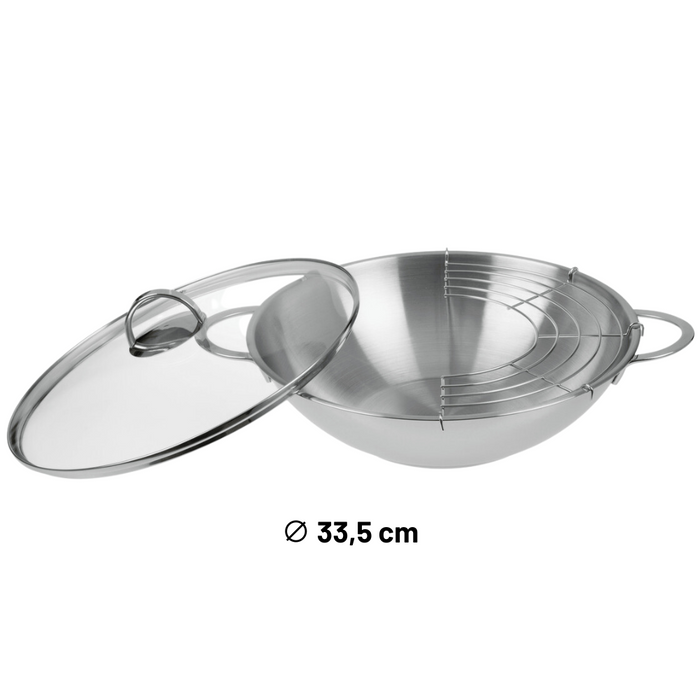 Orange85 RVS Wokpan met Deksel Inductie en Rooster 32 cm Alle Warmt...