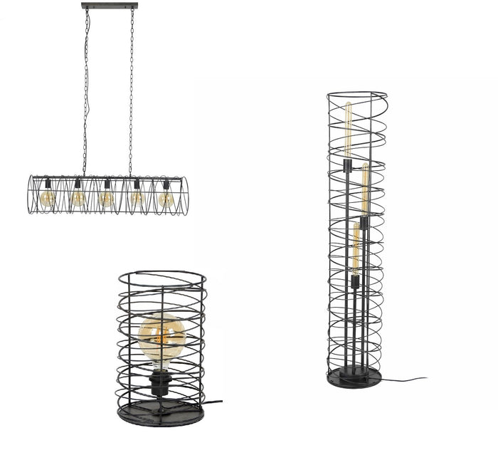 LT-Luce Vloerlamp Spiraal Cilinder Charoal 140cm