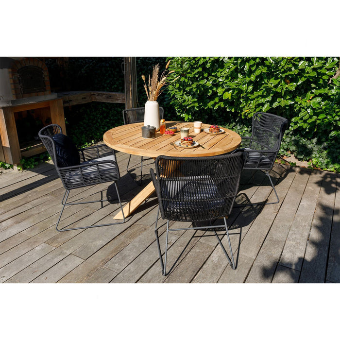 WOOOD Grace Tuinstoel - Staal|Touw - Antraciet - Set van 2