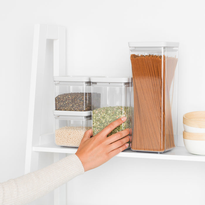 Brabantia Tasty+ Stapelbare Voorraadbus Set van 4 -  2 x 0,7 en 2 x 1,6 L - Wit