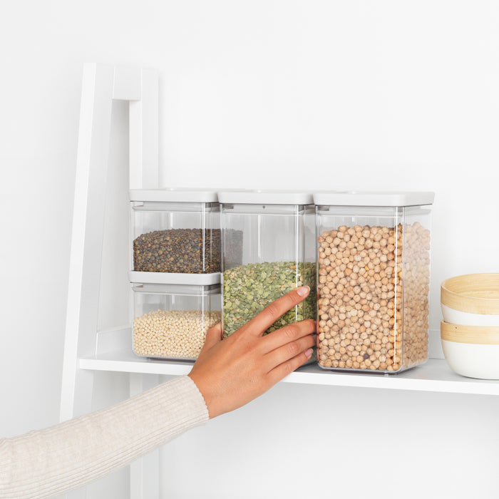 Brabantia Tasty+ Stapelbare Voorraadbus Set van 4 -  2 x 0,7 en 2 x 1,6 L - Wit
