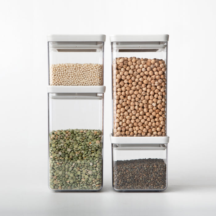 Brabantia Tasty+ Stapelbare Voorraadbus Set van 4 -  2 x 0,7 en 2 x 1,6 L - Wit
