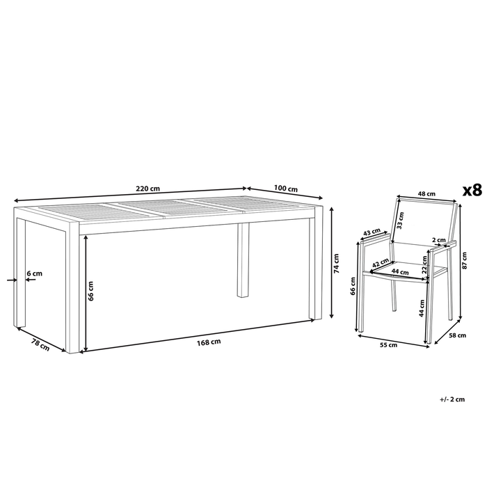 Beliani - GROSSETO - Tuinset voor 8 - Beige - RVS