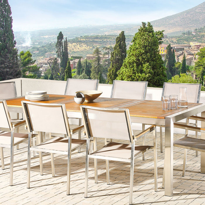 Beliani - GROSSETO - Tuinset voor 8 - Beige - RVS