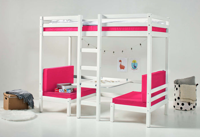 Hioshop BasicJumbo hoogslaper met pink bank, bureau en incl.