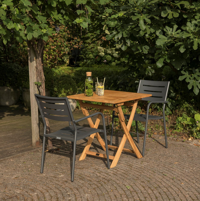 WOOOD Hawaii Tuinstoel Met Armleuning  - Aluminium - Grijs - 85x56x53