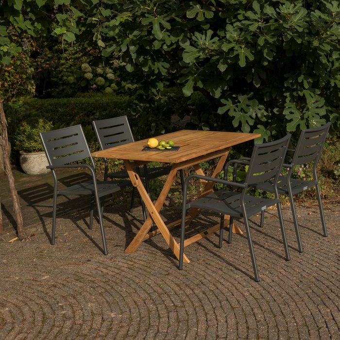 WOOOD Hawaii Tuinstoel Met Armleuning  - Aluminium - Grijs - 85x56x53