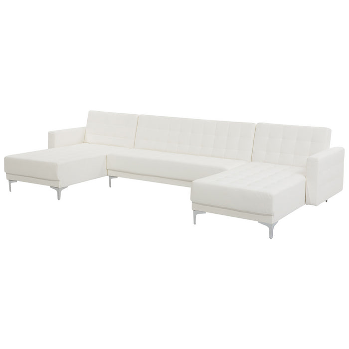 Beliani-ABERDEEN-Bank U-vormig-Wit-5 persoons-Universeel-Kunstleer