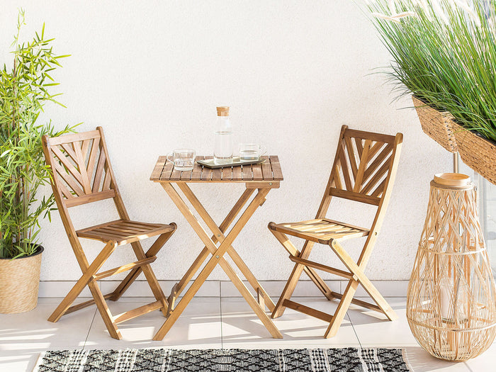 Beliani - TERNI - Bistroset voor 2 - Lichte houtkleur - Acaciahout