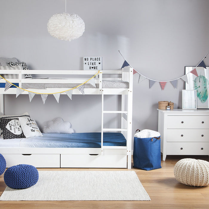 Beliani-REVIN -Stapelbed met opbergruimte-Wit-90 x 200 cm-Dennenhout