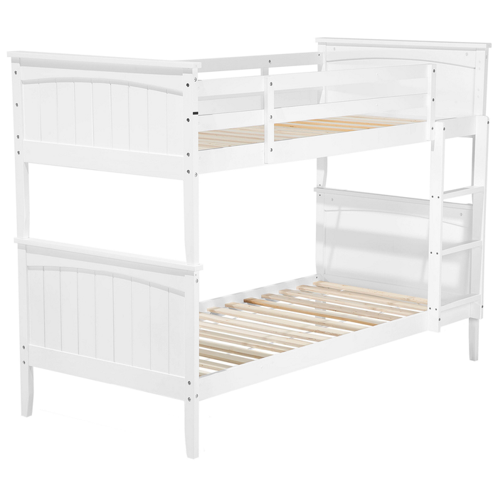 Beliani-ALBON-Stapelbed met opbergruimte-Wit-90 x 200 cm-Dennenhout