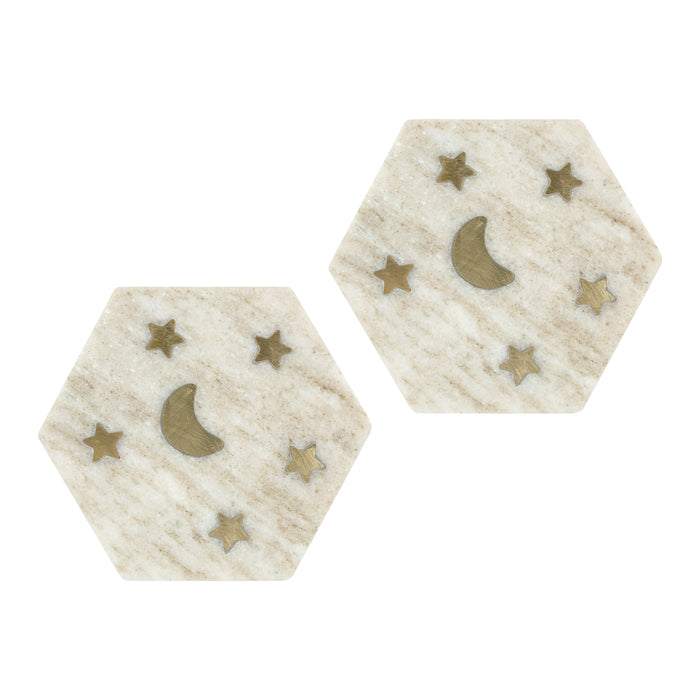 Á la Marble Moon & Stars Onderzetters - Set van 2