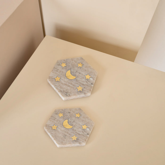 Á la Marble Moon & Stars Onderzetters - Set van 2