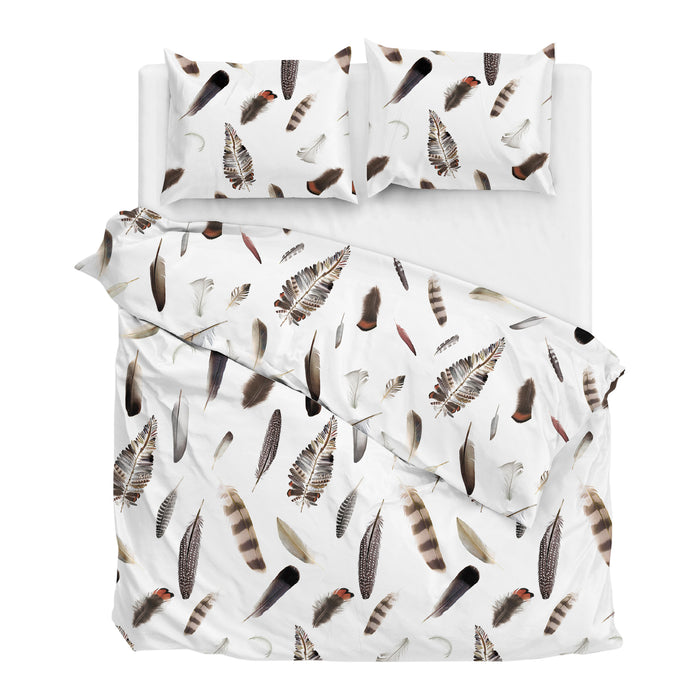 Zo! Home Chester Dekbedovertrek 240 x 200TC/220 cm - Wit/Bruin