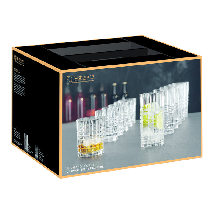 Nachtmann Square Whiskey- en Longdrinkglazen Set 12-delig