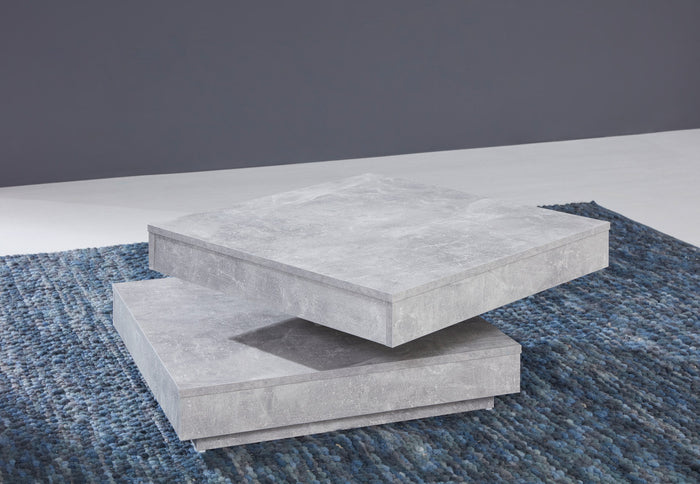 Hioshop Erano salontafel draaibaar tafelblad en 1 plank beton decor
