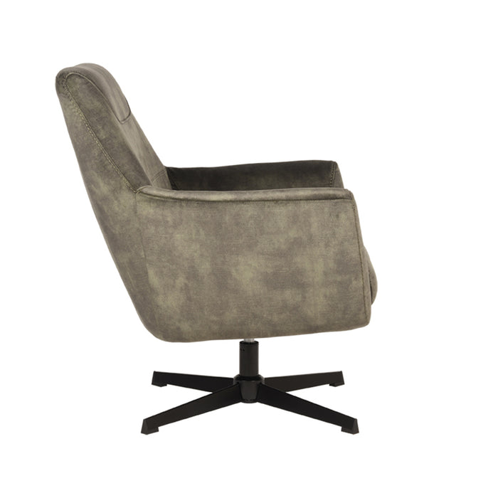 LABEL51 - Draaifauteuil Toby - Hunter Velours - Zwart Metaal