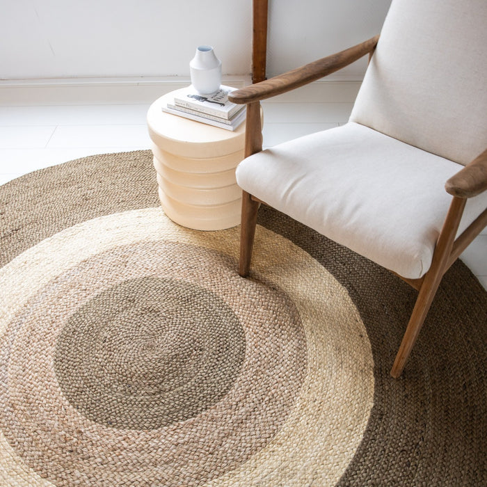 Eva Interior Jute Vloerkleed Dart Rond Groen|wit|naturel|groen  - 200Ø