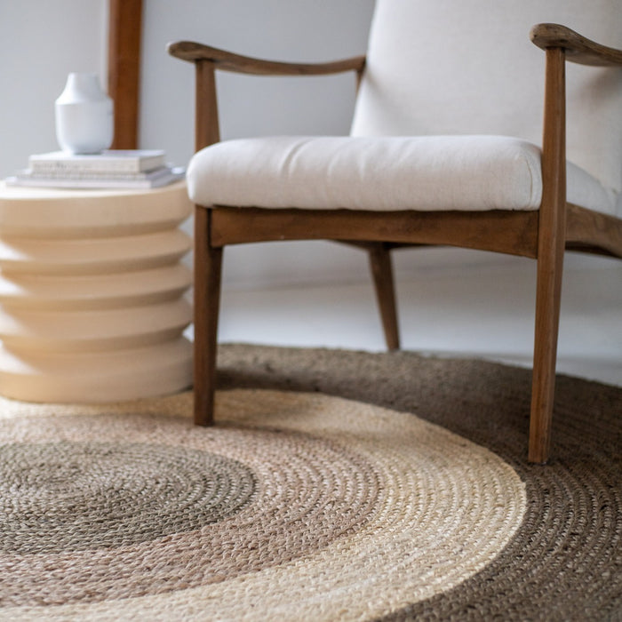 Eva Interior Jute Vloerkleed Dart Rond Groen|wit|naturel|groen  - 200Ø