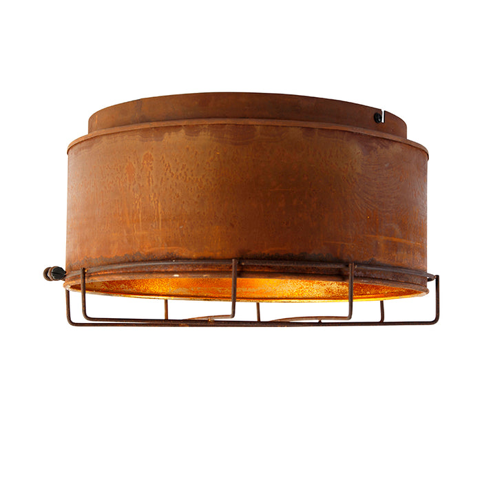QAZQA Industriële plafondlamp roestbruin 35 cm - Barril