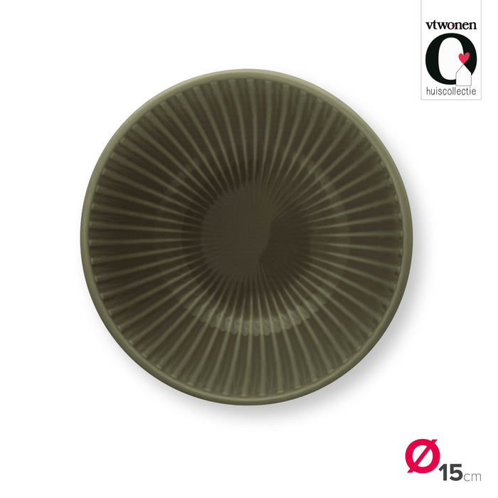 vtwonen Kommen - Set van 4 - Porselein - Groen - Ø15cm