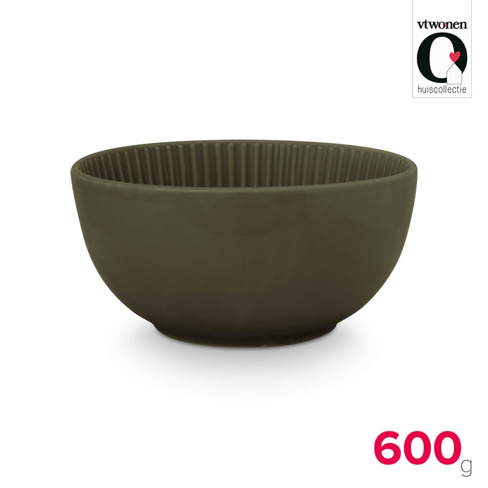 vtwonen Kommen - Set van 4 - Porselein - Groen - Ø15cm