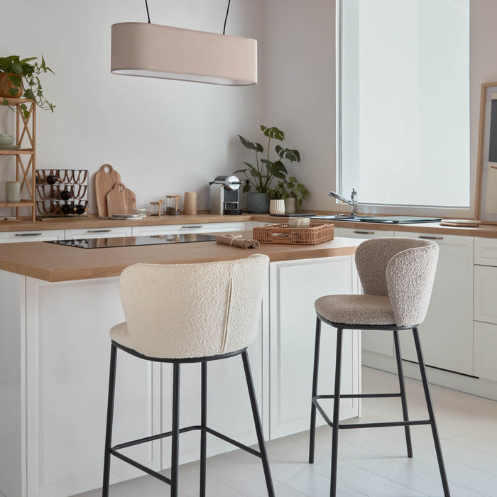 Kave Home Ciselia Barkruk - H 75 cm - Wit / Zwart