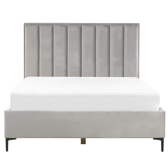 Beliani-SEZANNE -Bed met opbergruimte-Lichtgrijs-160 x 200 cm-Fluweel
