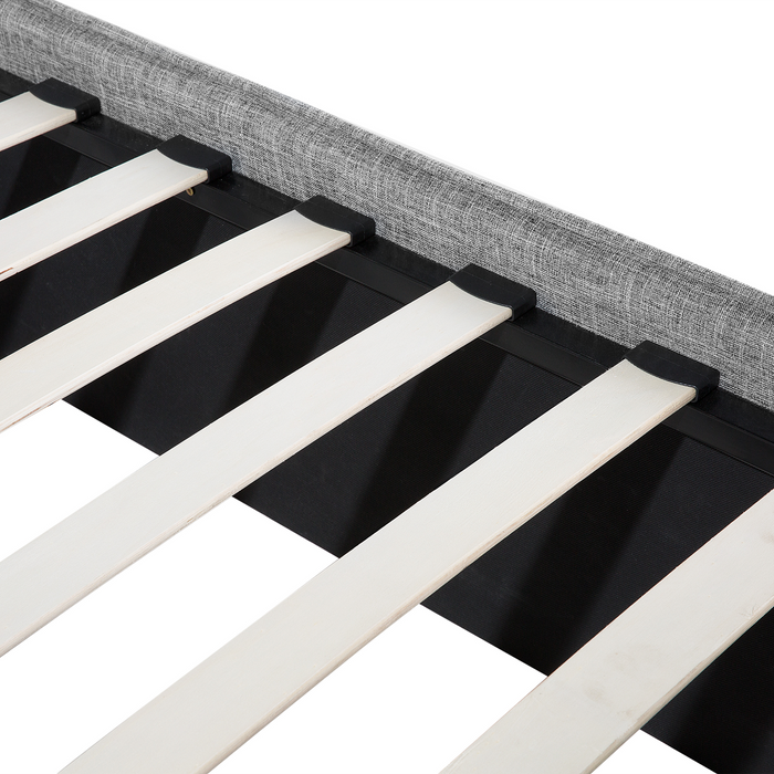 Beliani-VALBONNE -Tweepersoonsbed-Lichtgrijs-180 x 200 cm-Polyester