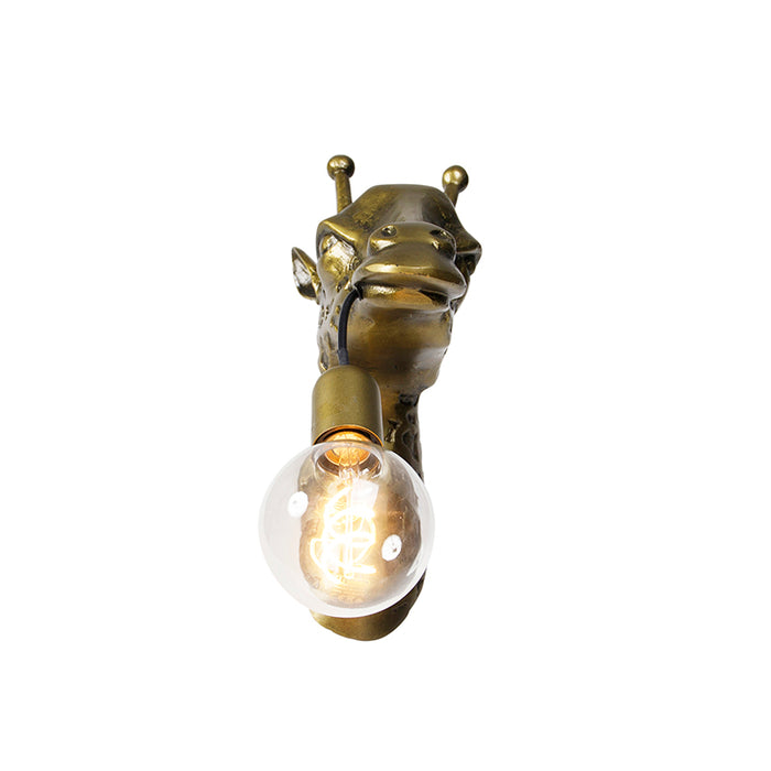 QAZQA Vintage wandlamp messing - Animal Giraf