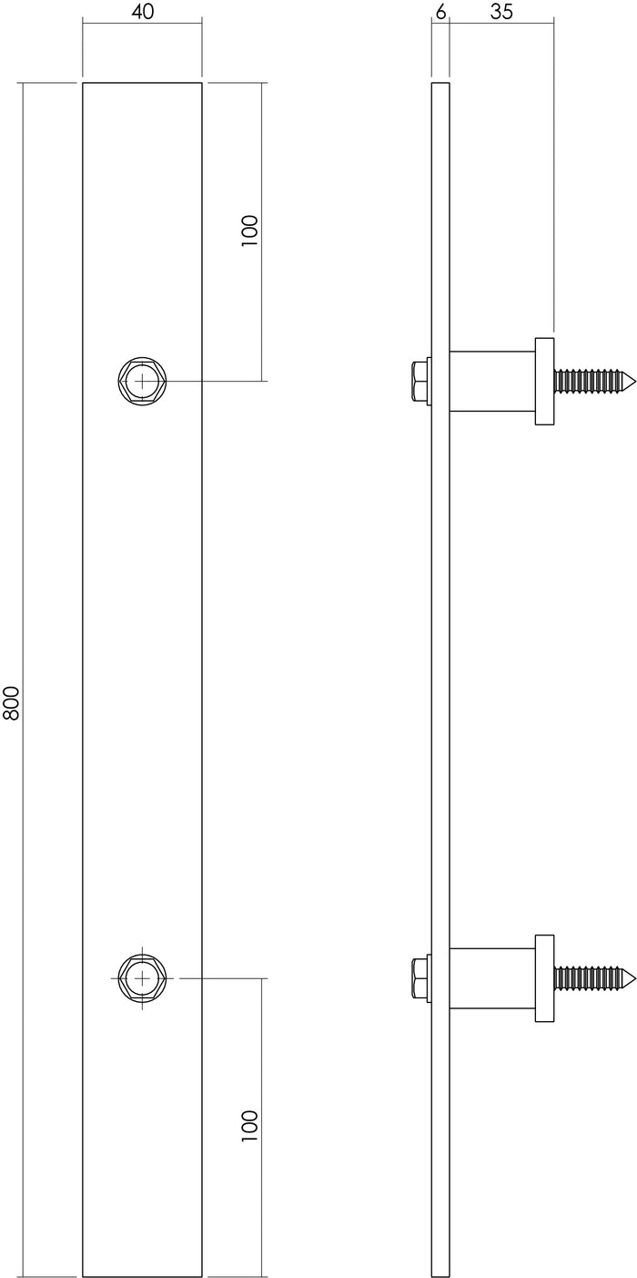 Intersteel Deurgreep 800 x 40 mm rvs geborsteld