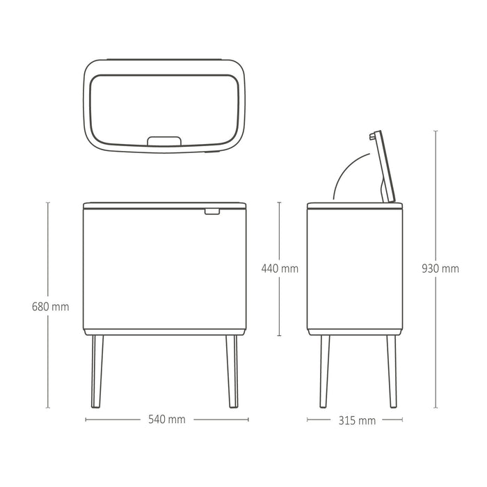 Brabantia Bo Touch Bin Afvalemmer 11 + 23 L - Soft Beige