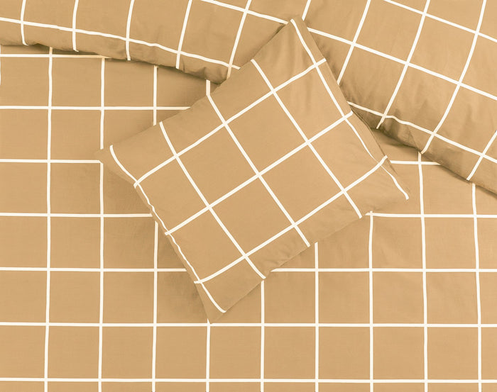 Dekbedovertrek Day Dream Katoen Big Check - beige